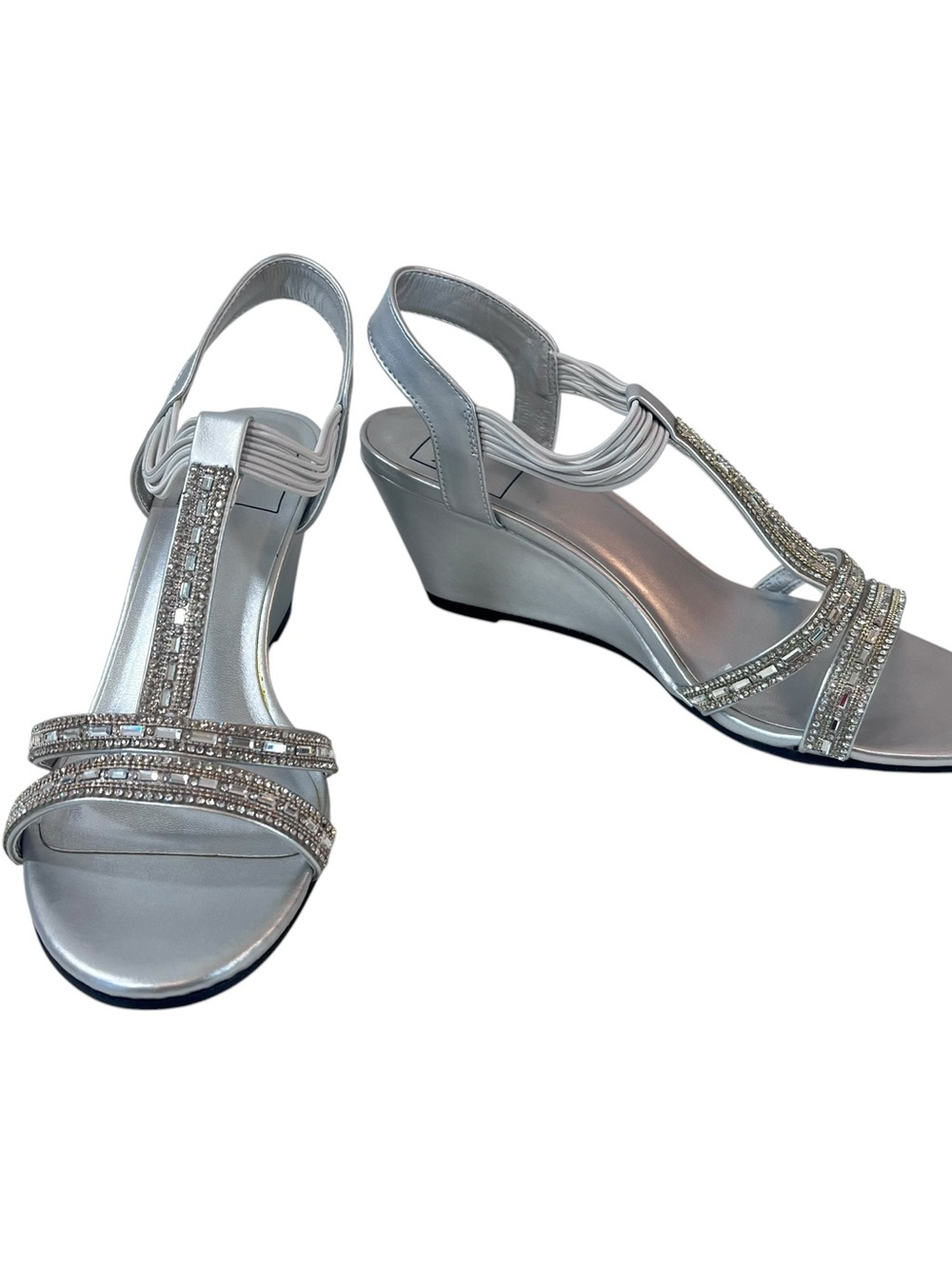 New York Transit Badge Tee Sandals Womens New Silver